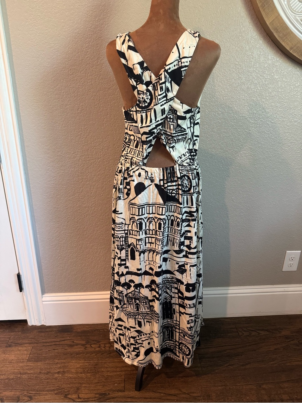 Weekend Max Mara PAPIRO XL Black Ivory Architectural Print Cotton Dress Italy - Picture 4 of 10